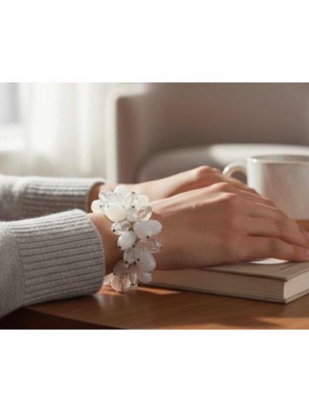 MARK Clear and White Acrylic Stone Toggle Clasp Bracelet